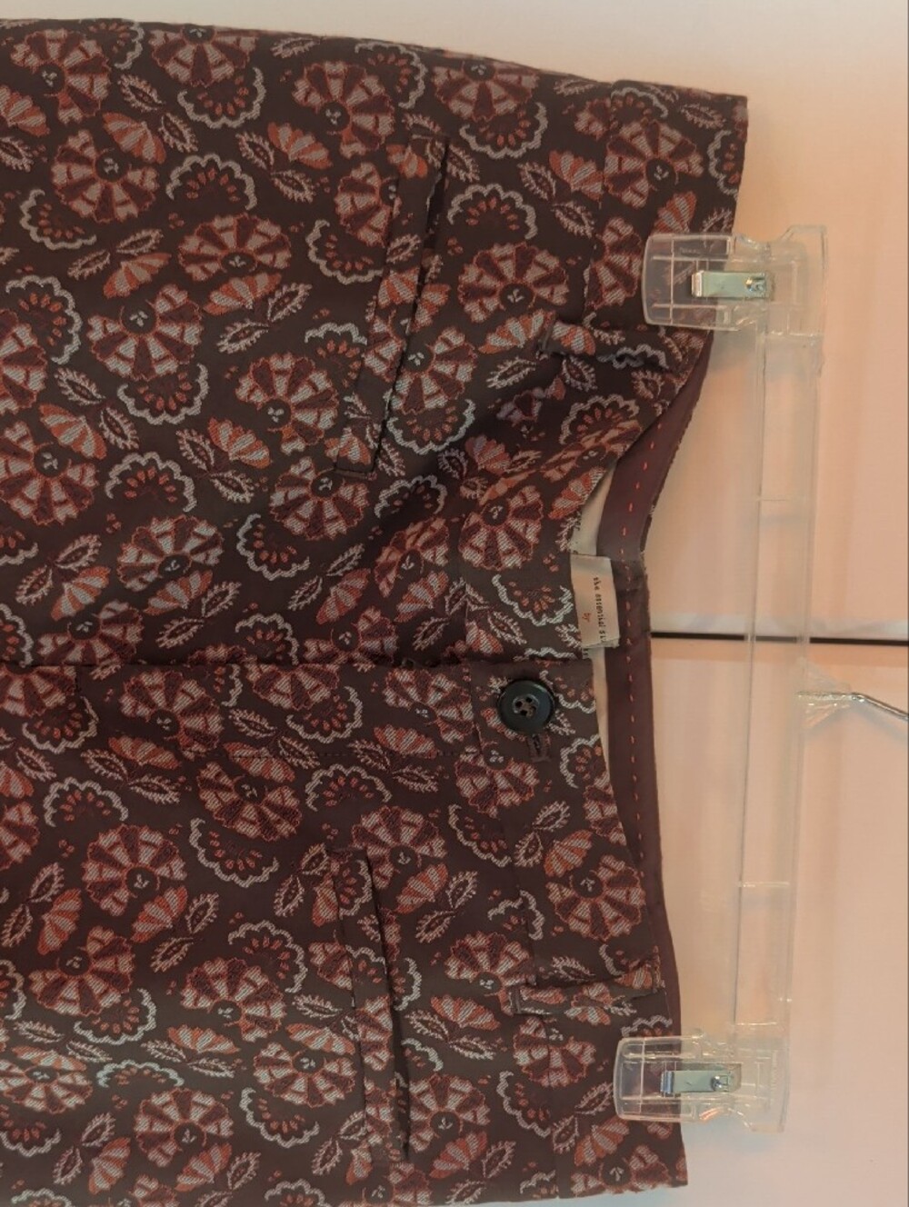 Anthropologie Brown and Dusty Pink Floral Slim Pants - Picture 7 of 7